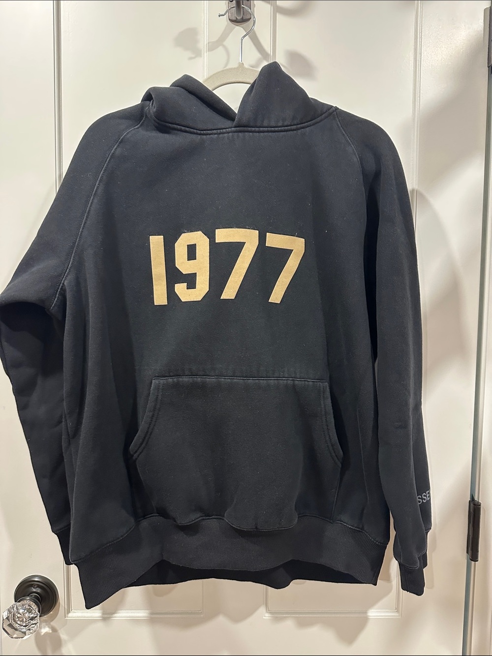 Essentials Black Hoodie with White Logo